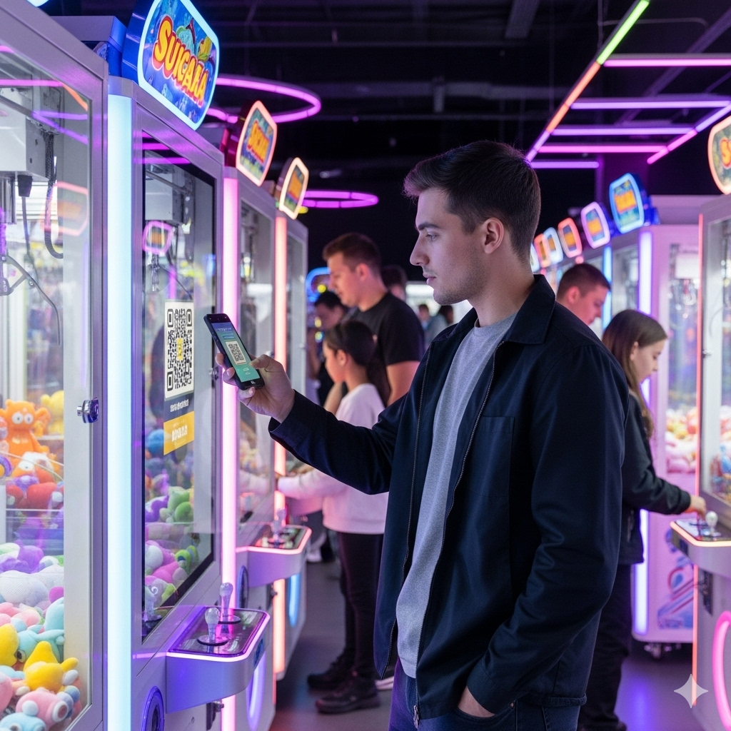 Cashless payment at claw machine