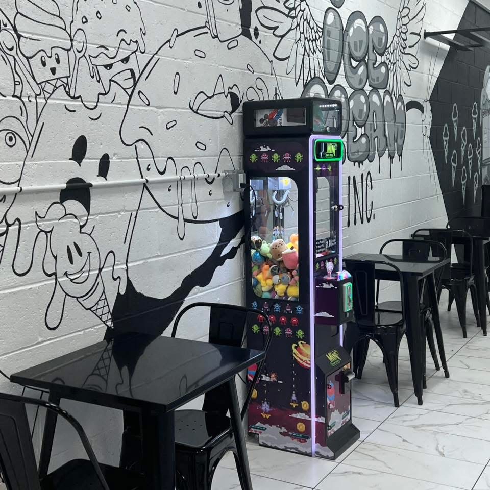 Claw machine at ice cream shop